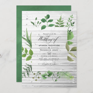 Woodland Forest Greenery Rustic Wedding Photo Invitation