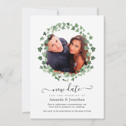 Woodland Forest Greenery Wedding New Date Save The Date