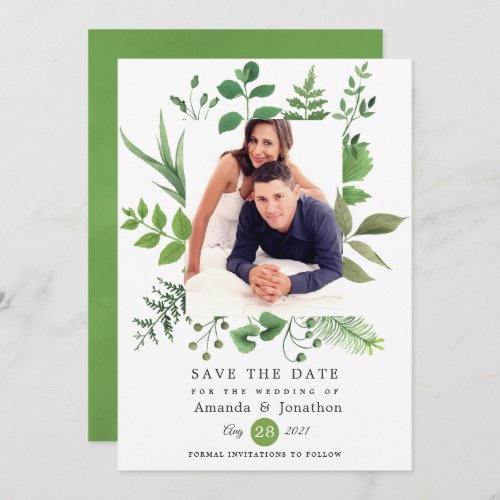 Woodland Forest Greenery Wedding Save The Date