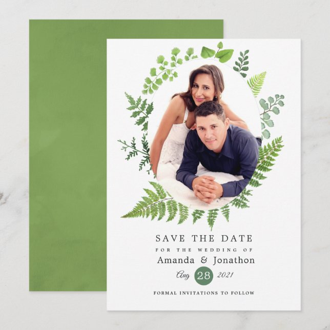 Woodland Forest Greenery Wedding Save The Date (Front/Back)