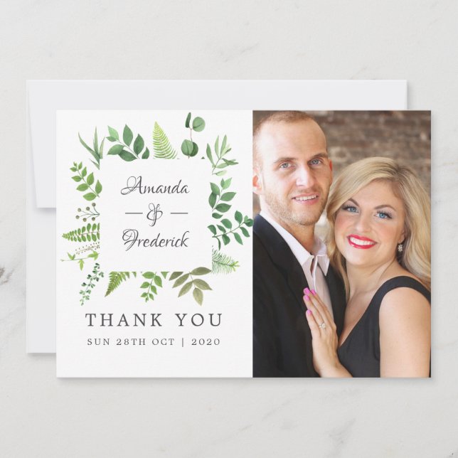 Woodland Forest Greenery Wedding Thank You Card (Front)