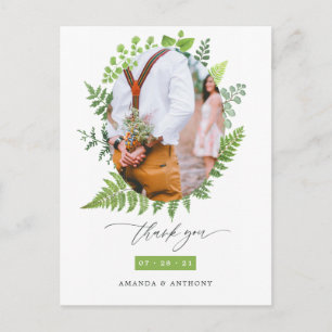 Woodland Forest Greenery Wedding Thank You Postcard