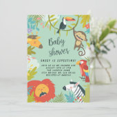 Woodland Forest Greenery Wild Animals Baby Shower  Invitation (Standing Front)
