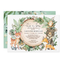 Woodland Forest Greenery Wild Animals Baby Shower Invitation Woodland Forest Greenery Wild Animals Baby Shower Invitation