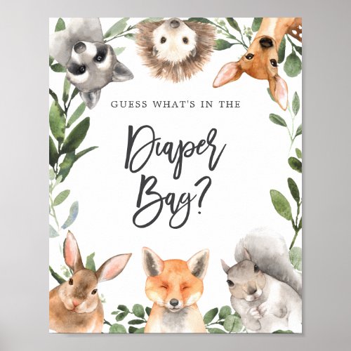Woodland Forest Guess Whats in the Diaper Bag Poster