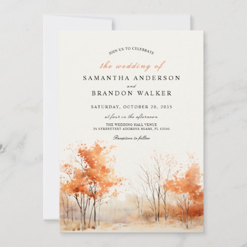 Woodland Forest in fall colors wedding Invitation
