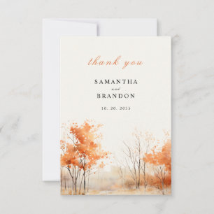 Woodland. Forest in fall colors wedding Thank You  Card