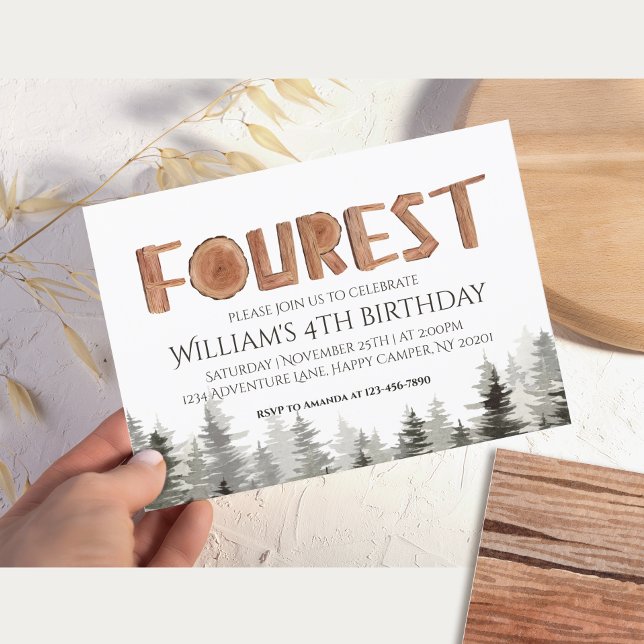 Woodland Forest Kids Birthday  Invitation