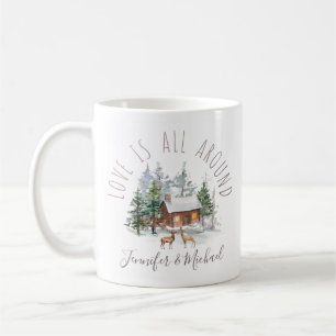 Woodland Forest Love Deer Couple with Names Coffee Mug