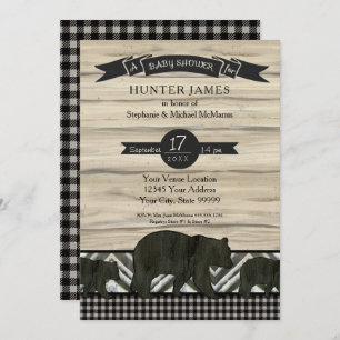 Woodland Forest Lumberjack Bears Wood Baby Shower Invitation