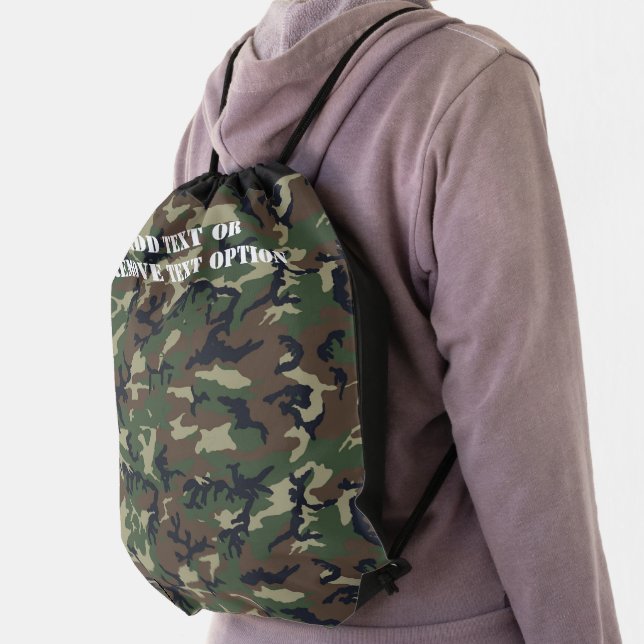 Woodland Forest Military Camouflage Drawstring Bag (Insitu)