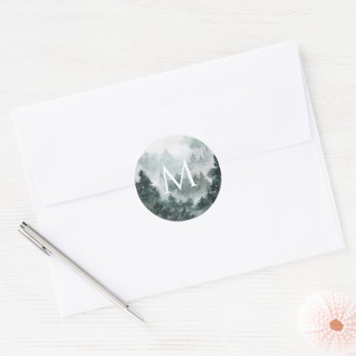 Woodland Forest Monogram Small Round Labels