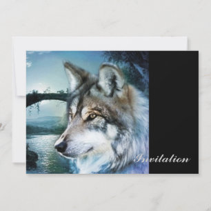woodland forest moonlight full moon wolf invitation