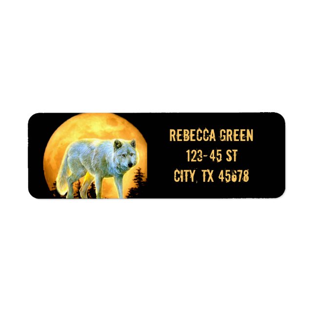 woodland forest moonlight full moon wolf label (Front)