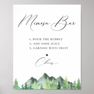Woodland Forest Mountain Mimosa Bar Poster