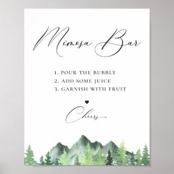Woodland Forest Mountain Mimosa Bar Poster by PoshPaperCo at Zazzle