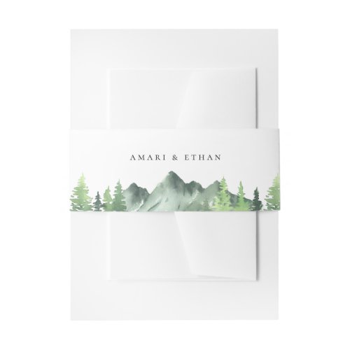 Woodland Forest Mountain Wedding Invitation Belly Band
