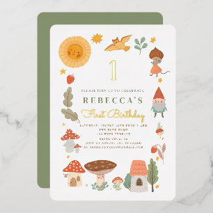 Woodland Forest Mushroom Baby Shower Foil Invitati Foil Invitation