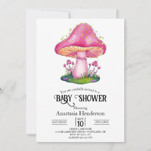 Woodland Forest Mushroom Baby Shower Invitation
