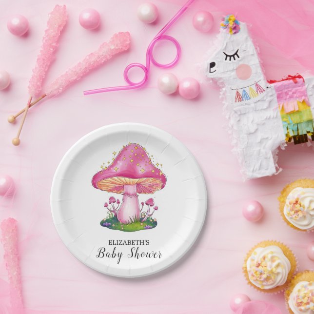 Woodland Forest Mushroom Baby Shower Paper Plates (Party)