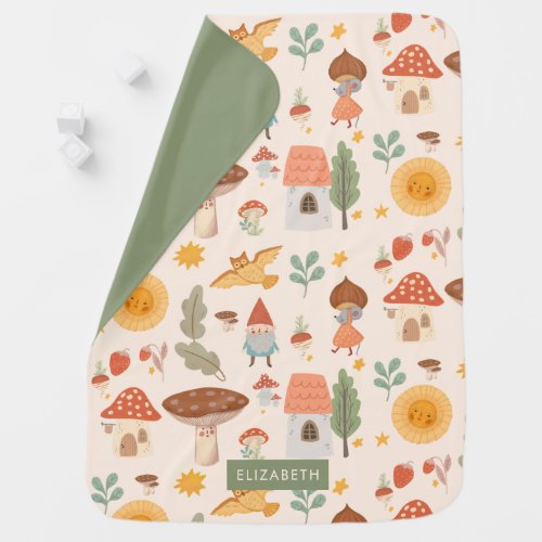 Woodland forest mushroom Custom Baby Blanket