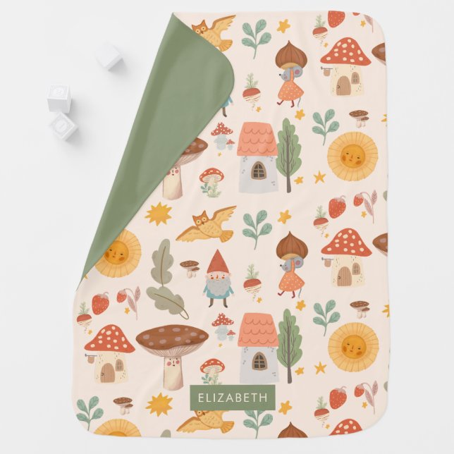 Woodland forest mushroom Custom Baby Blanket (In Situ)