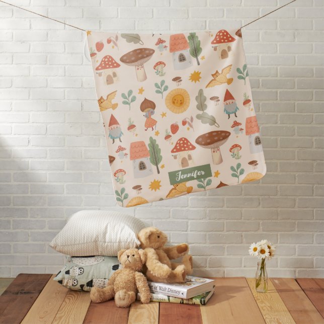 Woodland forest mushroom Custom Baby Blanket (In Situ)
