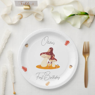 Woodland Forest Mushroom First Birthday Paper Plates