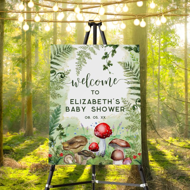 Woodland Forest Mushrooms Ferns Script Welcome Foam Board (Creator Uploaded)