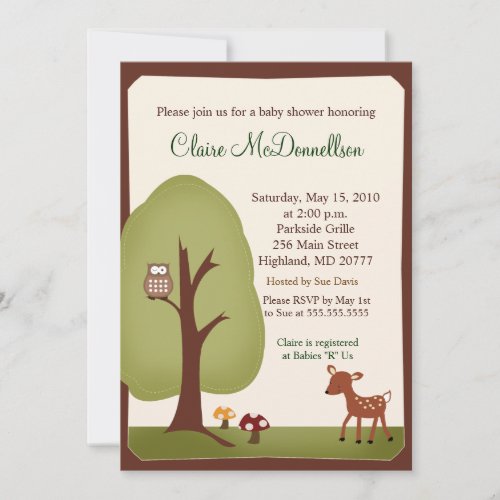 Woodland Forest Nature 5x7 Baby Shower Invitation