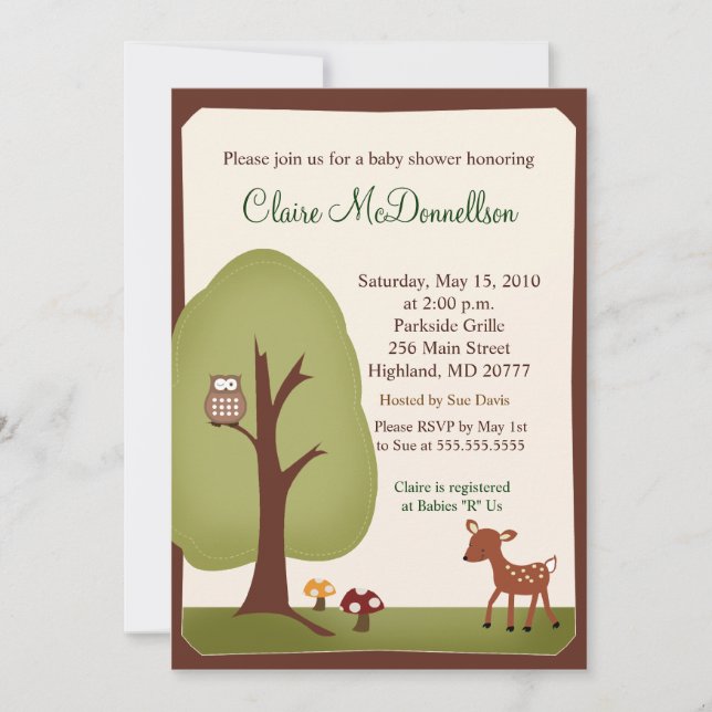 Woodland Forest Nature 5x7 Baby Shower Invitation (Front)