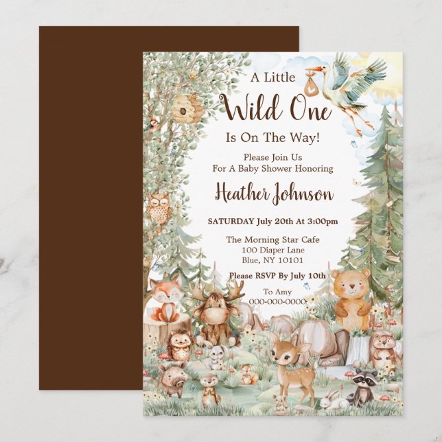 Woodland Forest Neutral Baby Shower Invitation (Front/Back)