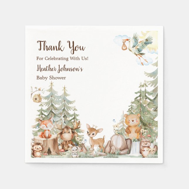 Woodland Forest Neutral Baby Shower  Napkins (Front)