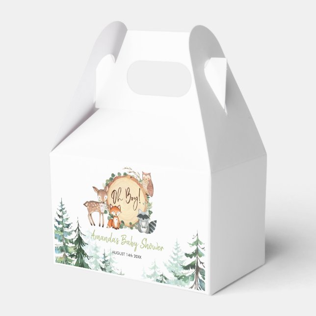Woodland Forest Oh Boy Baby Shower Favor Boxes (Front Side)