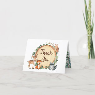 Woodland Forest Oh Boy Baby Shower Folded Letterpress Thank You Card