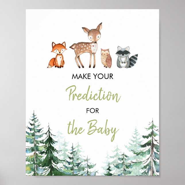 Woodland Forest Oh Boy Shower Prediction for Baby Poster (Front)