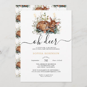 Woodland Forest Oh Deer Baby Shower Invitation