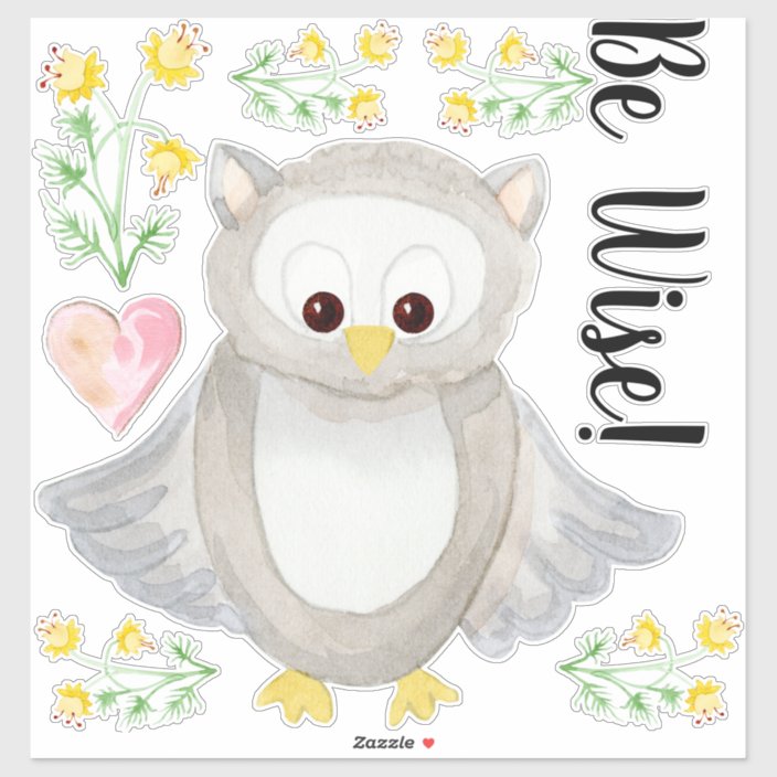 Download Woodland Forest Owl Watercolor Be Wise Nursery Sticker Zazzle Com