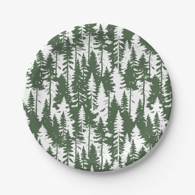 Woodland Forest Pattern Paper Plates (Front)