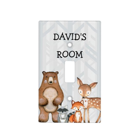 Woodland Forest Personalized Baby Boy Nursery Light Switch Cover