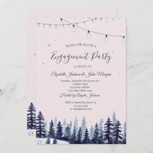 Woodland,Forest,Pine Trees Engagement Invitation