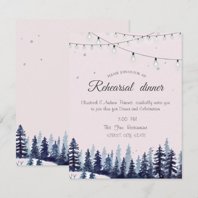 Woodland,Forest,Pine Trees Rehearsal Dinner  Invitation (Front/Back)