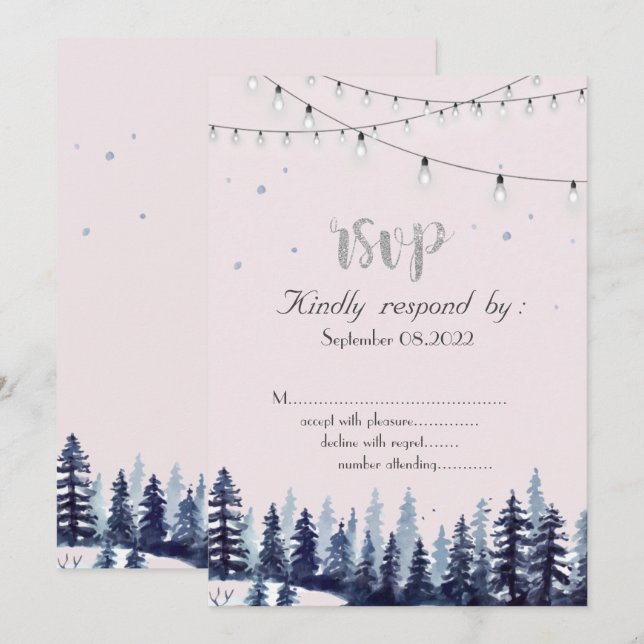 Woodland,Forest,Pine Trees RSVP   Invitation (Front/Back)