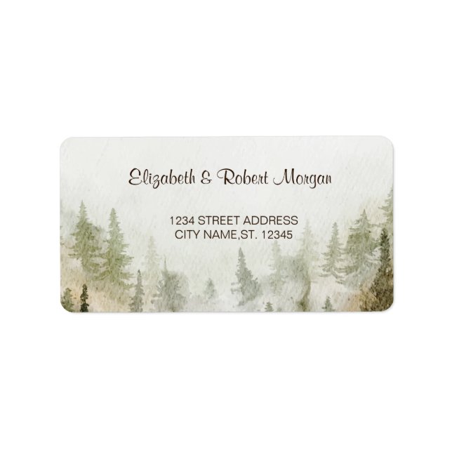 Woodland,Forest,Pine Trees,String Lights Wedding Label (Front)