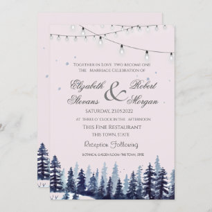 Woodland,Forest,Pine Trees Wedding Invitation