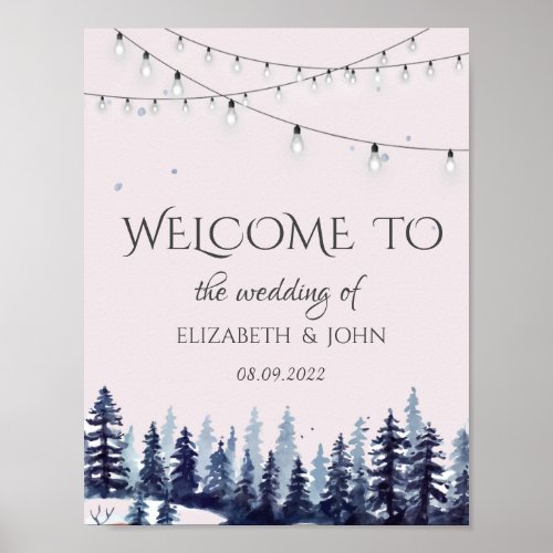 WoodlandForestPine Trees Wedding Poster