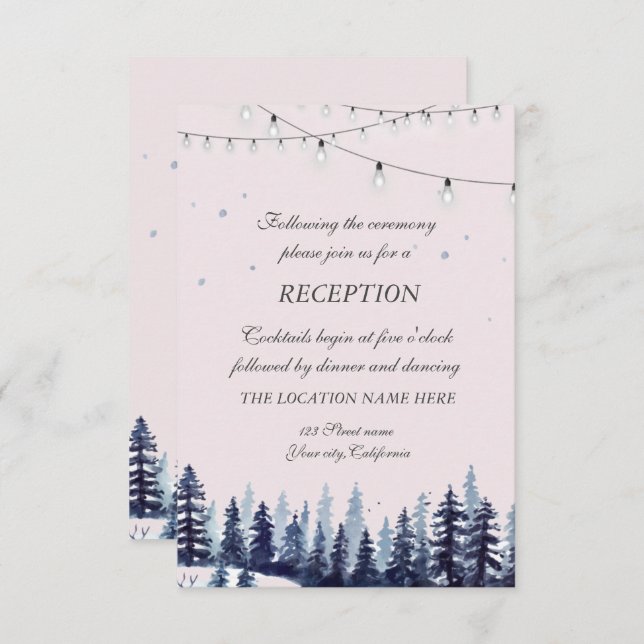 Woodland,Forest,Pine Trees Wedding Reception  Invitation (Front/Back)