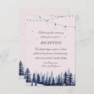 Woodland,Forest,Pine Trees Wedding Reception Invitation