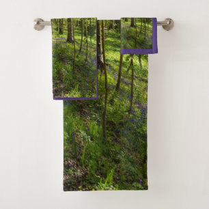 Woodland Forest Purple Flowers Spring Bath Towel Set