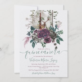 Woodland Forest Quinceañera 15th Birthday Invitation | Zazzle